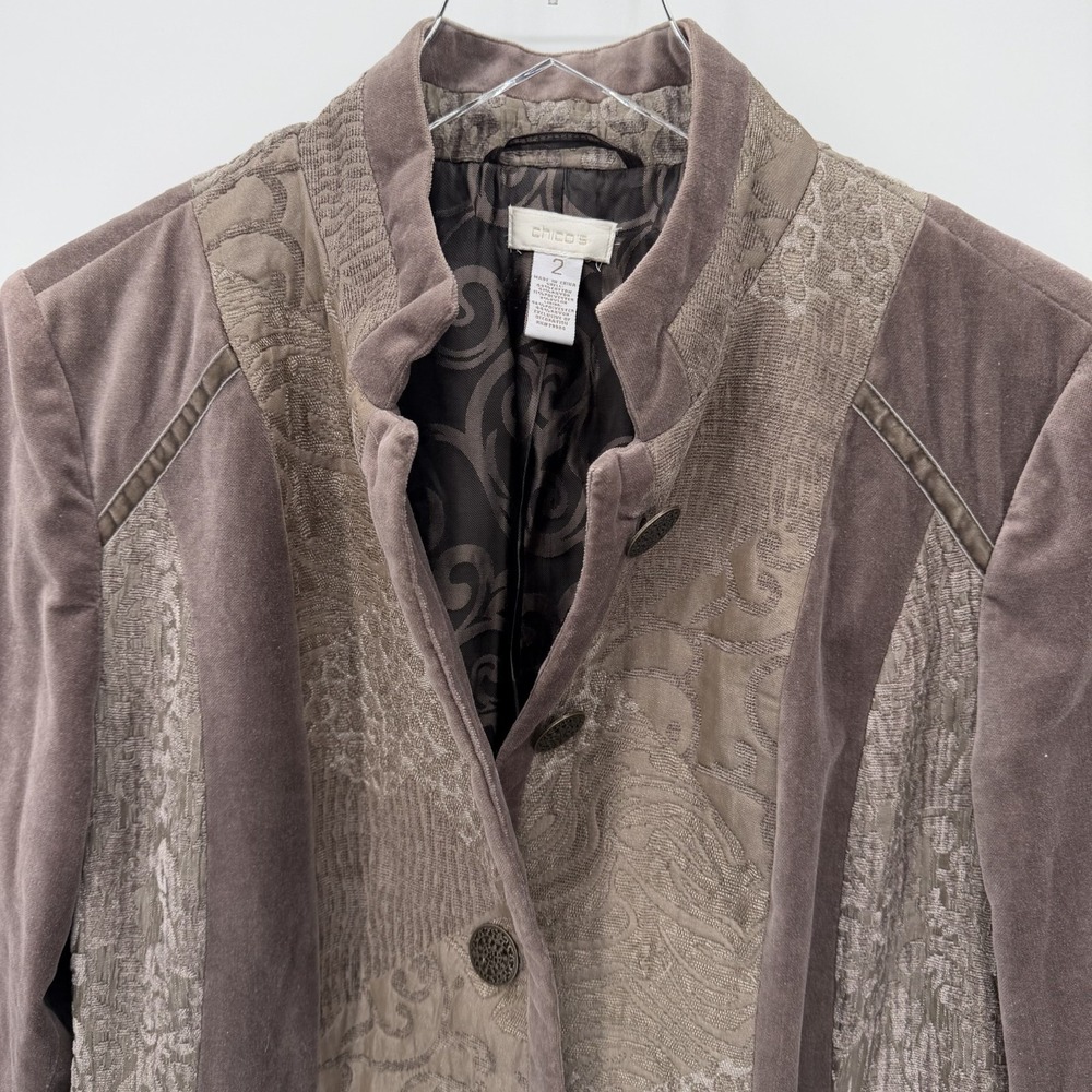 Chico's Velvet Patchwork Longline Jacket Size L A… - image 4